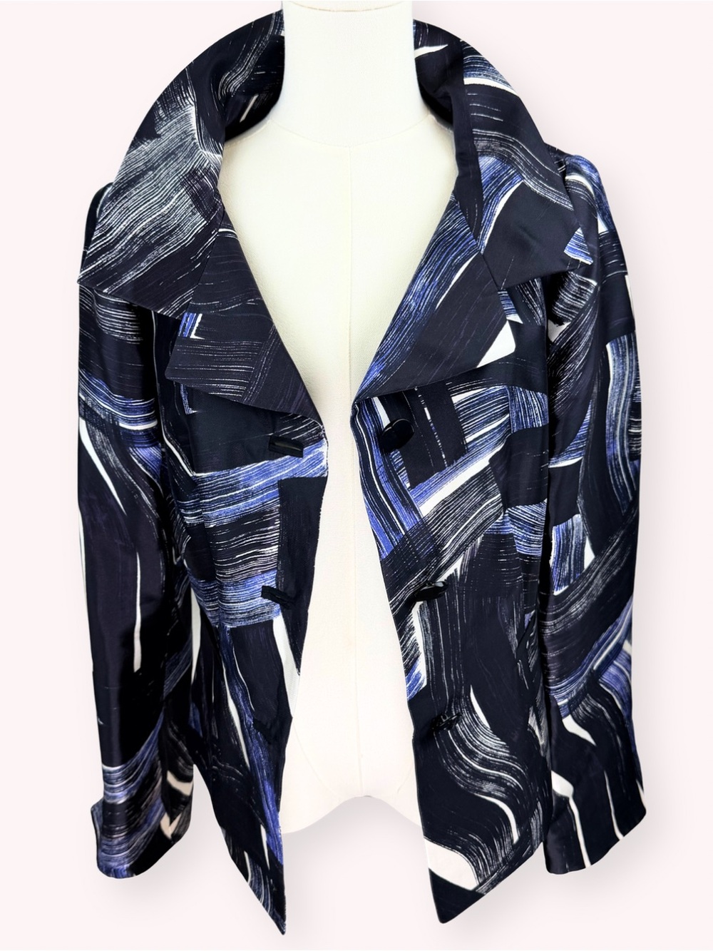 Max Mara Pianoforte Silk Abstract Brushstroke Blazer Size 12 Excellent shape